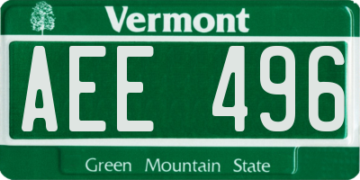 VT license plate AEE496