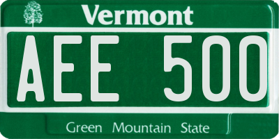 VT license plate AEE500