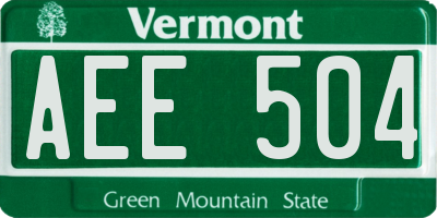 VT license plate AEE504