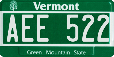 VT license plate AEE522