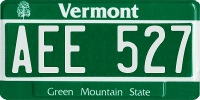 VT license plate AEE527
