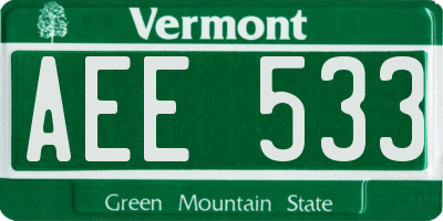VT license plate AEE533