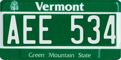 VT license plate AEE534
