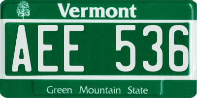 VT license plate AEE536