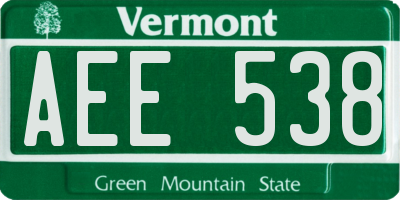 VT license plate AEE538