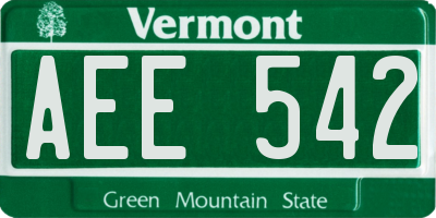 VT license plate AEE542