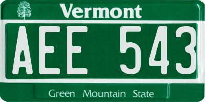VT license plate AEE543