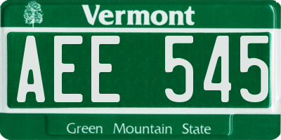 VT license plate AEE545