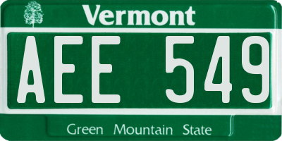 VT license plate AEE549