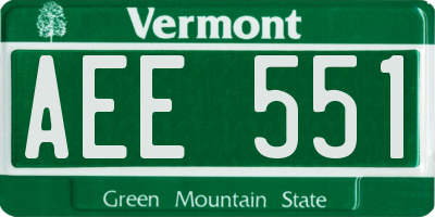 VT license plate AEE551