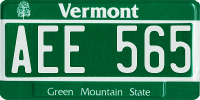 VT license plate AEE565