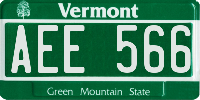 VT license plate AEE566