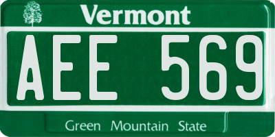 VT license plate AEE569