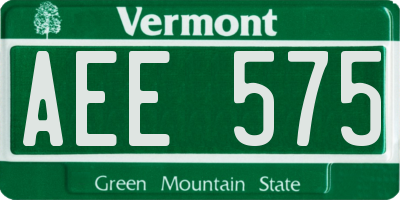 VT license plate AEE575