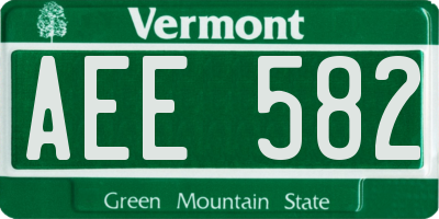 VT license plate AEE582