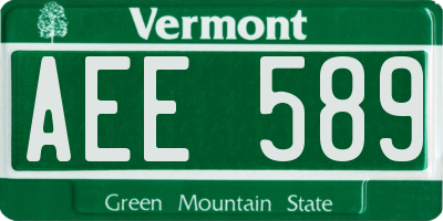 VT license plate AEE589