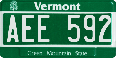 VT license plate AEE592