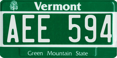 VT license plate AEE594