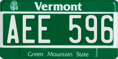 VT license plate AEE596