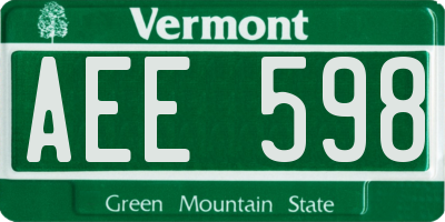 VT license plate AEE598