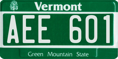 VT license plate AEE601