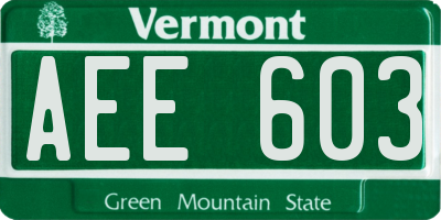 VT license plate AEE603