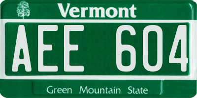 VT license plate AEE604