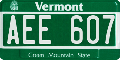 VT license plate AEE607