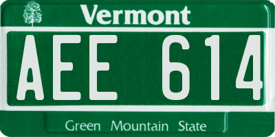 VT license plate AEE614