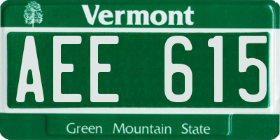 VT license plate AEE615