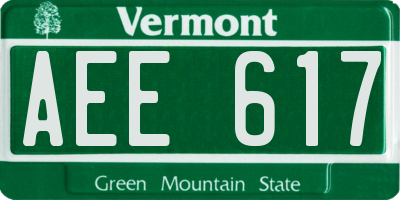 VT license plate AEE617