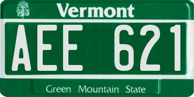 VT license plate AEE621