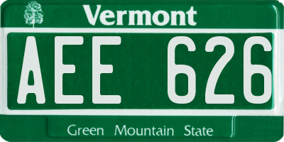 VT license plate AEE626