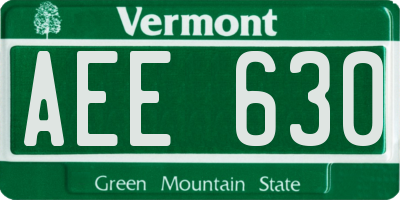 VT license plate AEE630