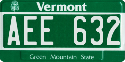 VT license plate AEE632