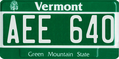 VT license plate AEE640