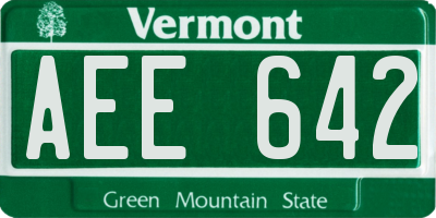 VT license plate AEE642