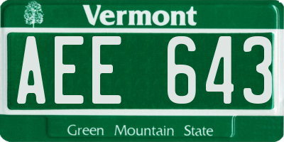 VT license plate AEE643