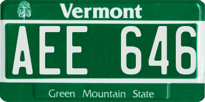 VT license plate AEE646