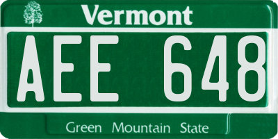 VT license plate AEE648