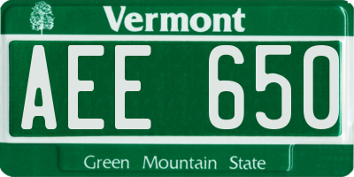 VT license plate AEE650