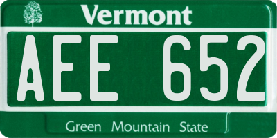 VT license plate AEE652