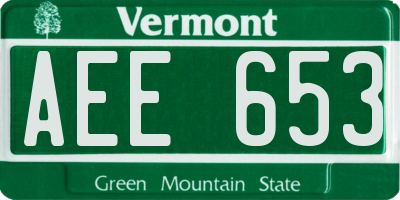 VT license plate AEE653