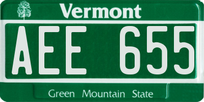 VT license plate AEE655