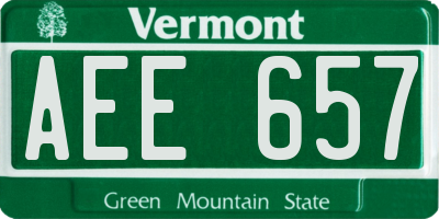 VT license plate AEE657