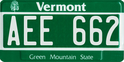VT license plate AEE662