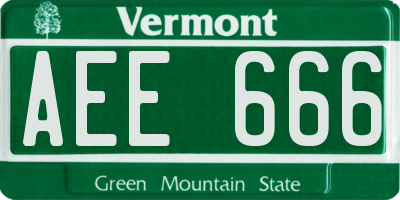 VT license plate AEE666