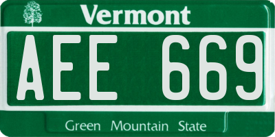 VT license plate AEE669