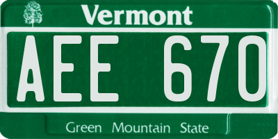 VT license plate AEE670