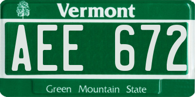 VT license plate AEE672